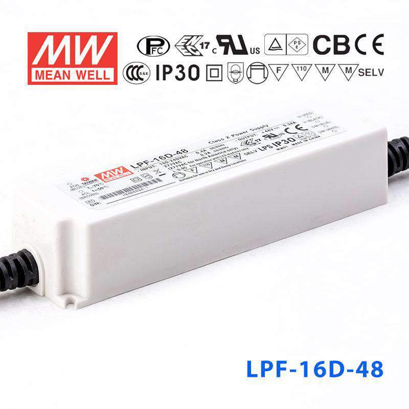 Mean Well LPF-16D-48 Power Supply 16W 48V - Dimmable 340mA