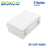 Boxco P-Series 190x280x100mm Plastic Enclosure, IP67, IK08, PC, Grey Cover, Molded Hinge and Latch Type