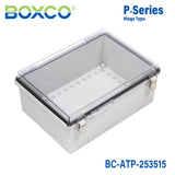 Boxco P-Series 250x350x150mm Plastic Enclosure, IP67, IK08, ABS, Transparent Cover, Molded Hinge and Latch Type