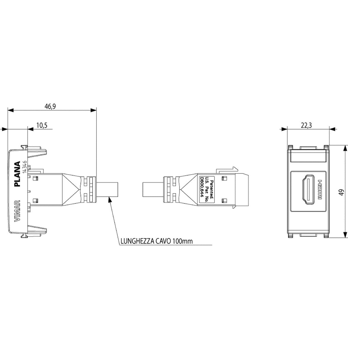 Plana HDMI Socket Connector White - PHOTO 3