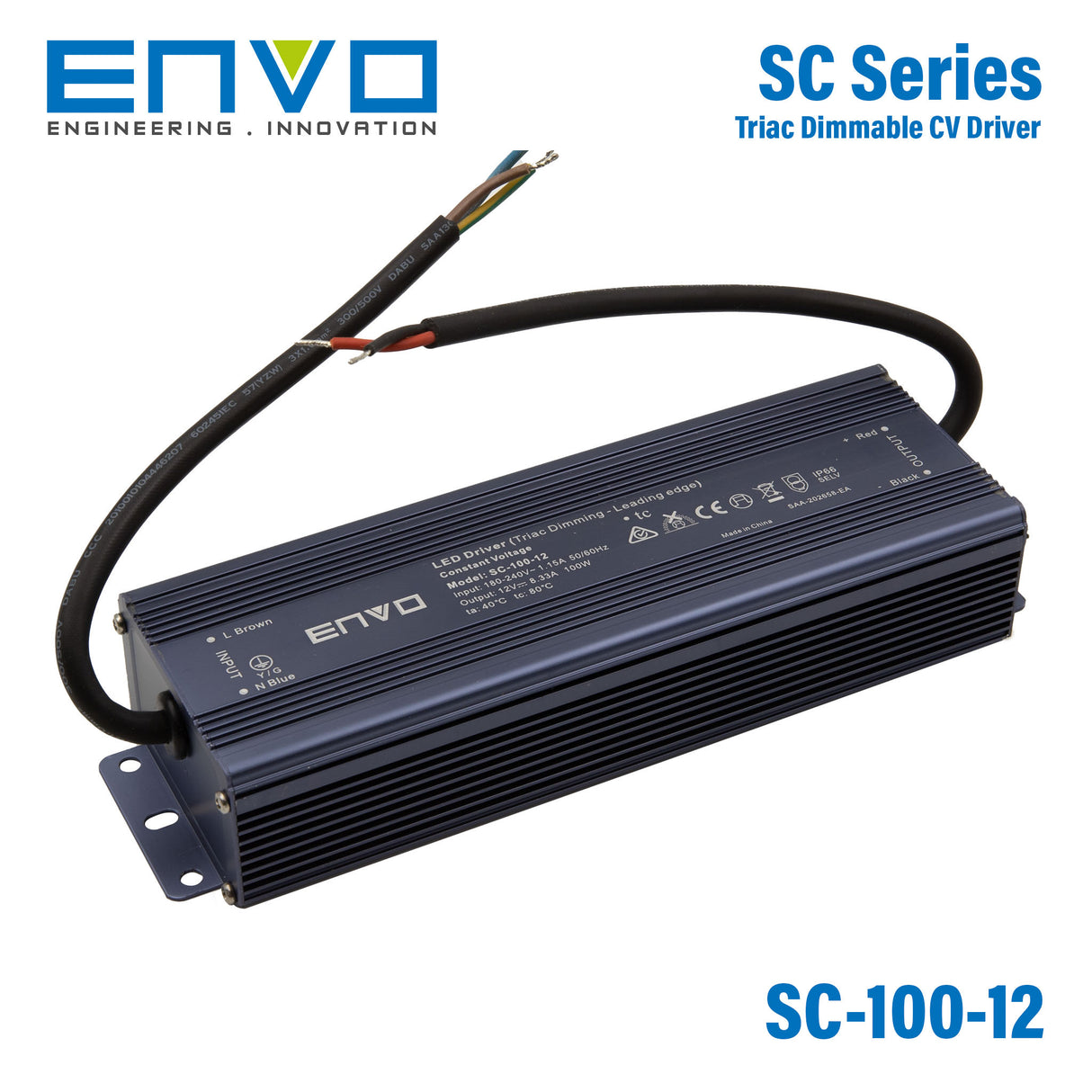 Envo SC-100-12 Power Supply 100W 12V - Triac dimmable 8.33A