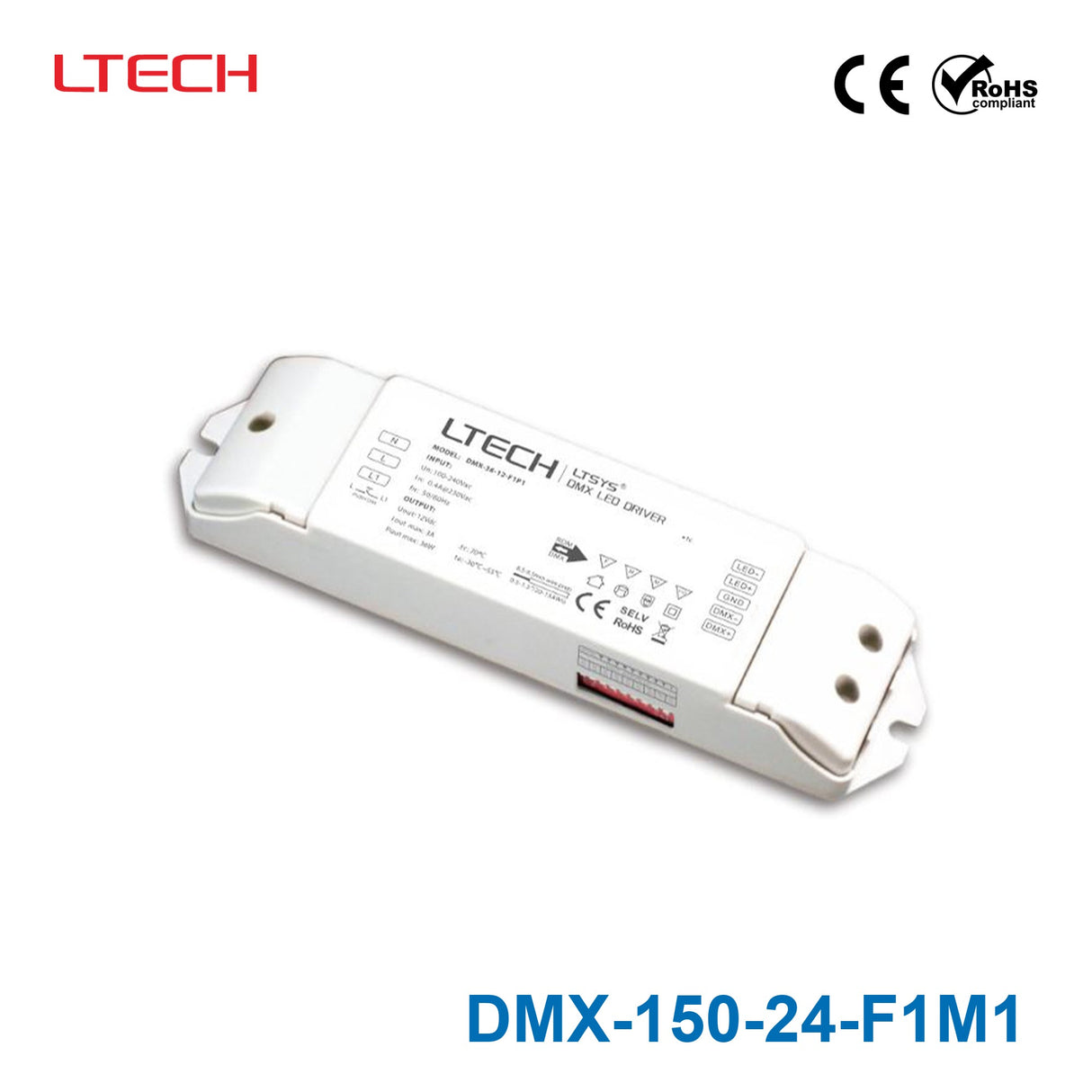 Ltech DMX-150-24-F1M1 150W 24VDC CV DMX LED Driver - DMX dimmable 6.25A