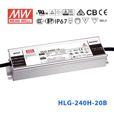 Mean Well HLG-240H-20B Power Supply 240W 20V- Dimmable 12A