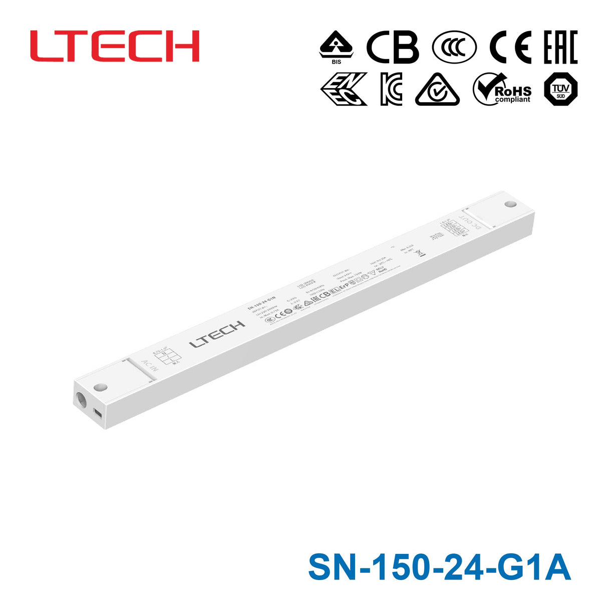 Ltech SN-150-24-G1A 150W 24VDC CV 0-10V LED Driver 6.25A