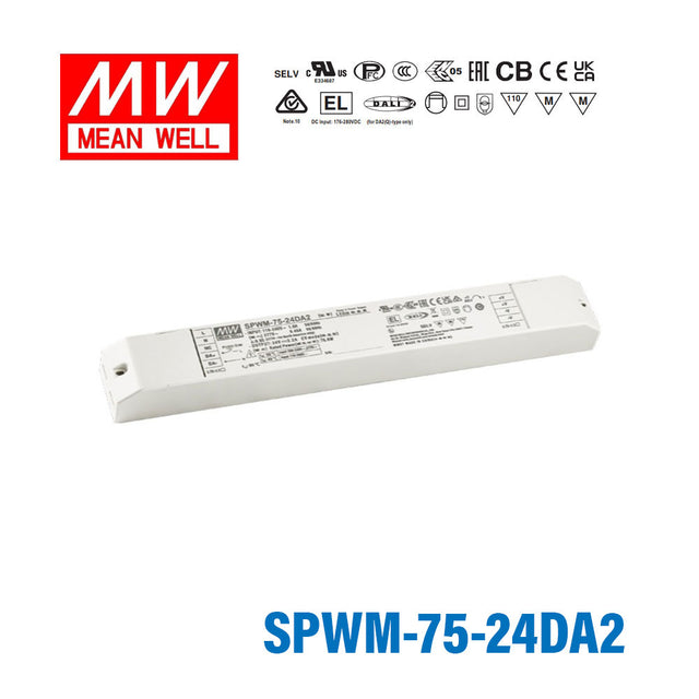 MEAN WELL SPWM-75-24DA2 76.8W 24V CV LED Driver 3.2A