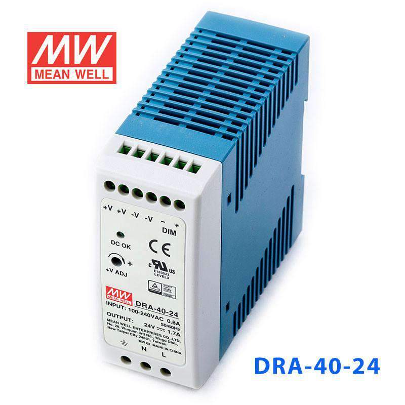 Mean Well DRA-40-24 Single Output Switching Power Supply 40W 24V - DIN Rail - PHOTO 1
