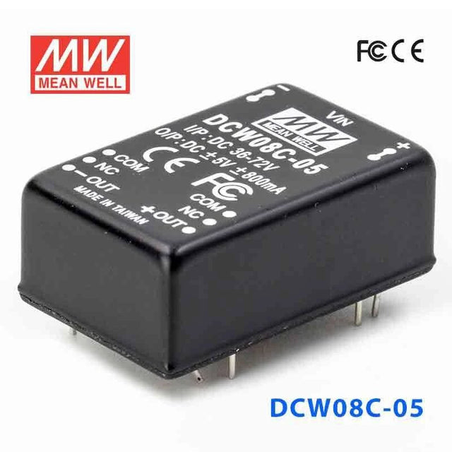 Mean Well DCW08C-05 DC-DC Converter - 8W - 36~72V in ±5V out 800mA