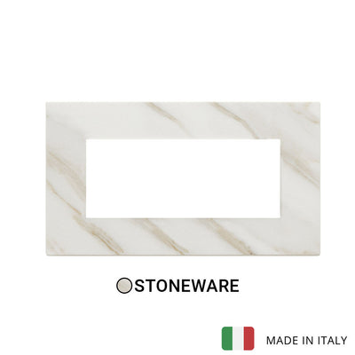Vimar Eikon Exe Plate 5M Marbl Stoneware White Calacatta