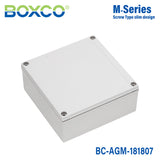 Boxco M-Series 180x180x75mm Plastic Enclosure, IP67, IK08, ABS, Grey Cover, Screw Type