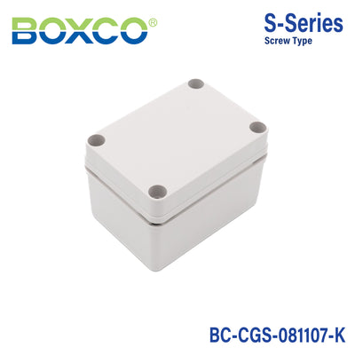 Boxco S-Series 80×110×70mm Plastic Enclosure, IP67, IK08, PC, Grey Cover, Screw Type