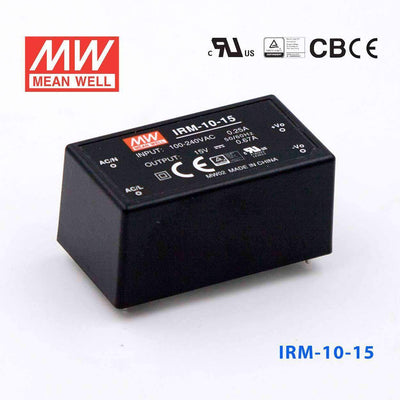 Mean Well IRM-10-15 Switching Power Supply 10.05W 15V 0.67A - Encapsulated