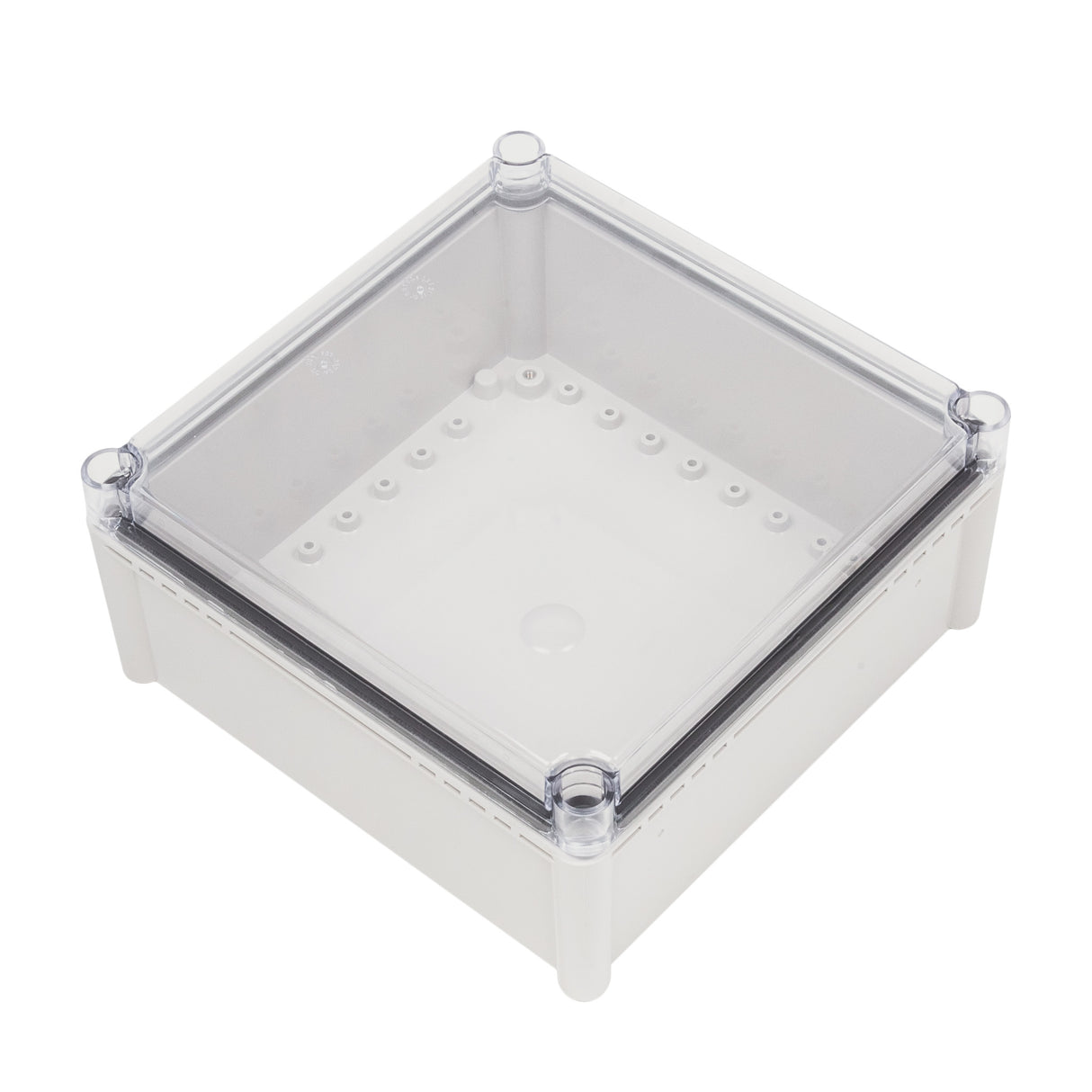 Boxco S-Series 280x280x130mm Plastic Enclosure, IP67, IK08, PC, Transparent Cover, Screw Type - PHOTO 1