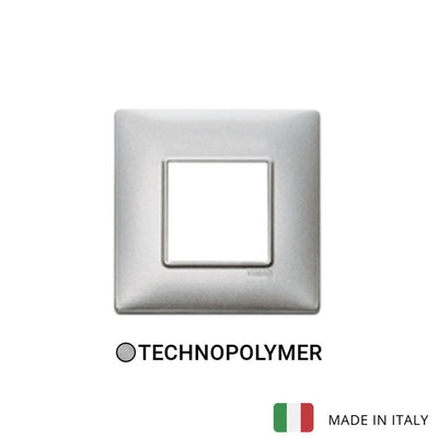 Vimar Plana Plate 2M BS Technopolymer Metallized Silver