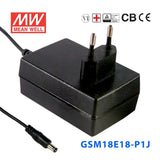 Mean Well GSM18E18-P1J Power Supply 18W 18V 1A