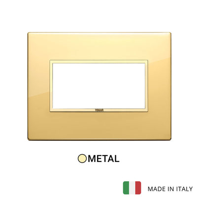 Vimar Eikon Evo Plate 4M Aluminium Polished Gold w Gold Frame