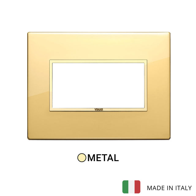 Vimar Eikon Evo Plate 4M Aluminium Polished Gold w Gold Frame