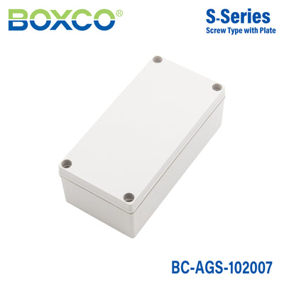 Boxco S-Series 100x200x70mm Plastic Enclosure, IP67, IK08, ABS, Grey Cover, Screw Type