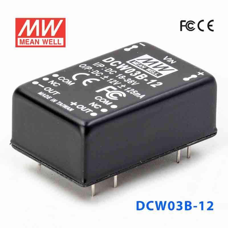 Mean Well DCW03B-12 DC-DC Converter - 3W - 18~36V in ±12V out 125mA