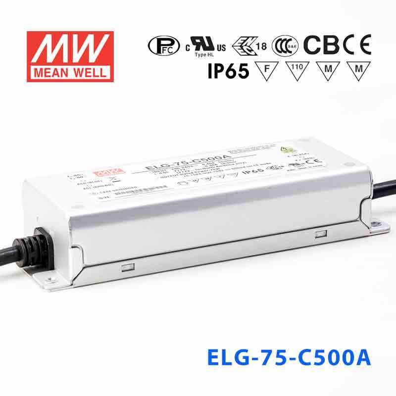 Mean Well ELG-75-C500A Power Supply 75W 500mA - Adjustable