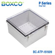 Boxco P-Series 150x150x90mm Plastic Enclosure, IP67, IK08, ABS, Transparent Cover, Molded Hinge and Latch Type