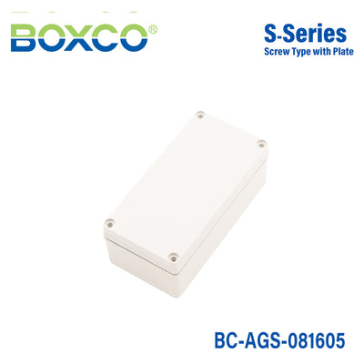 Boxco S-Series 80x160x55mm Plastic Enclosure, IP67, IK08, ABS, Grey Cover, Screw Type