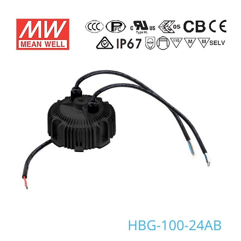 Mean Well HBG-100-24AB Power Supply 100W 24V - Adjustable and Dimmable