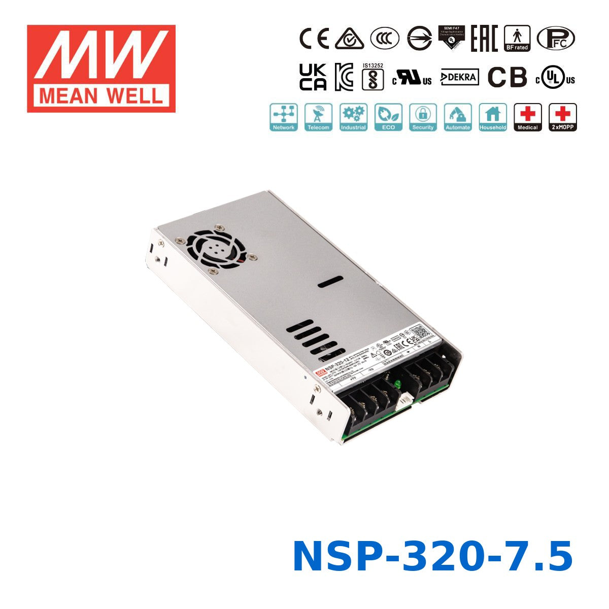 Mean Well 300W High Reliable Multi-Industries Power Supply 7.5V 40A