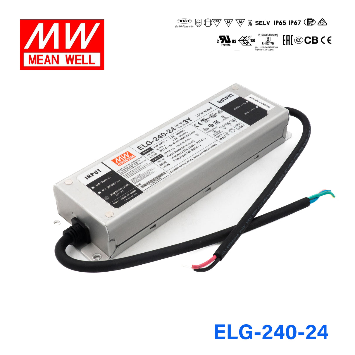Mean Well ELG-240-24-3Y AC-DC Single output LED Driver Mix Mode (CV+CC) with PFC 10A