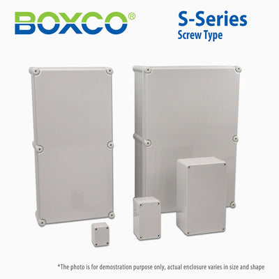 Boxco S-Series 190x380x180mm Plastic Enclosure, IP67, IK08, ABS, Grey Cover, Screw Type