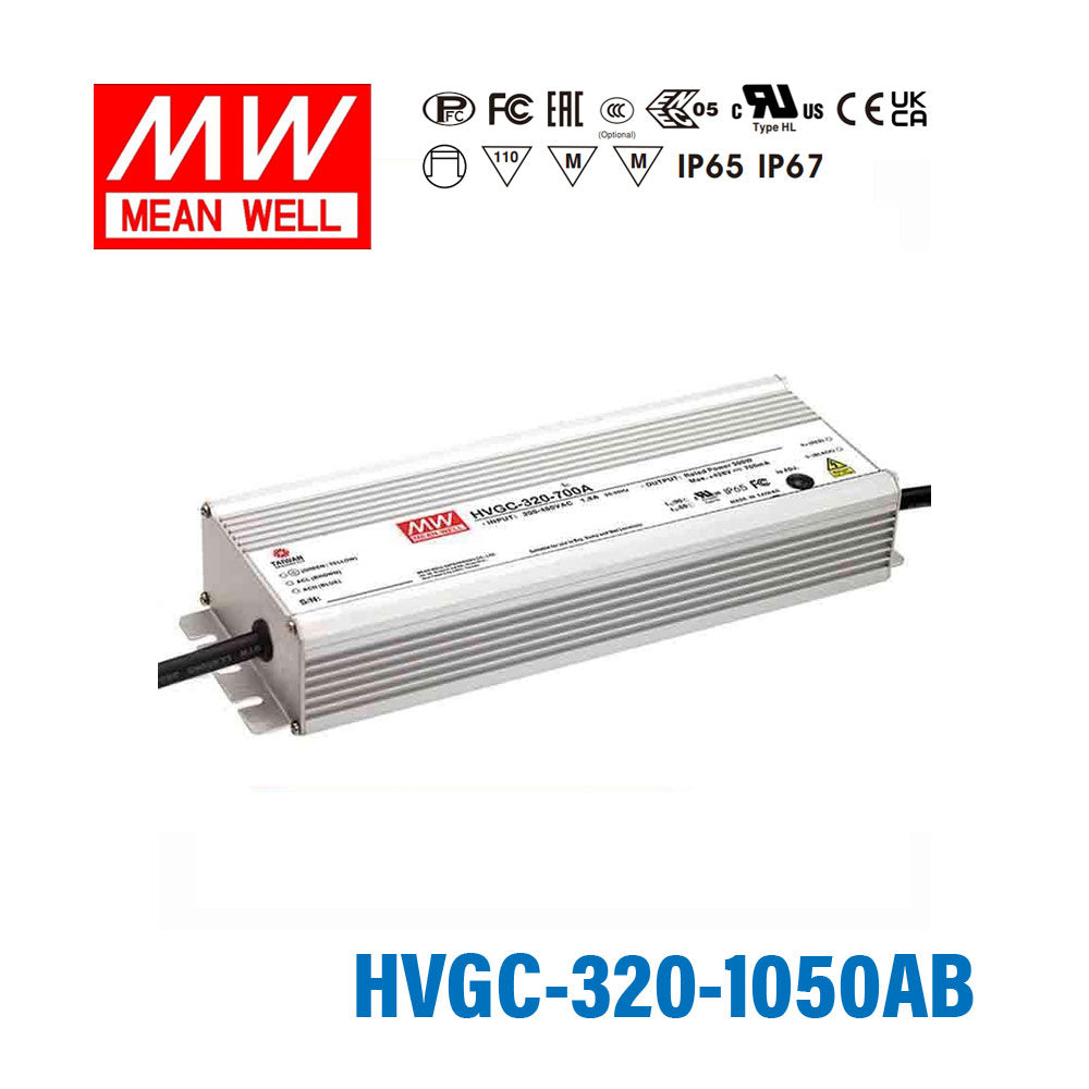 Mean Well HVGC-320-1050AB Power Supply 320W 1050mA - Adjustable and Dimmable