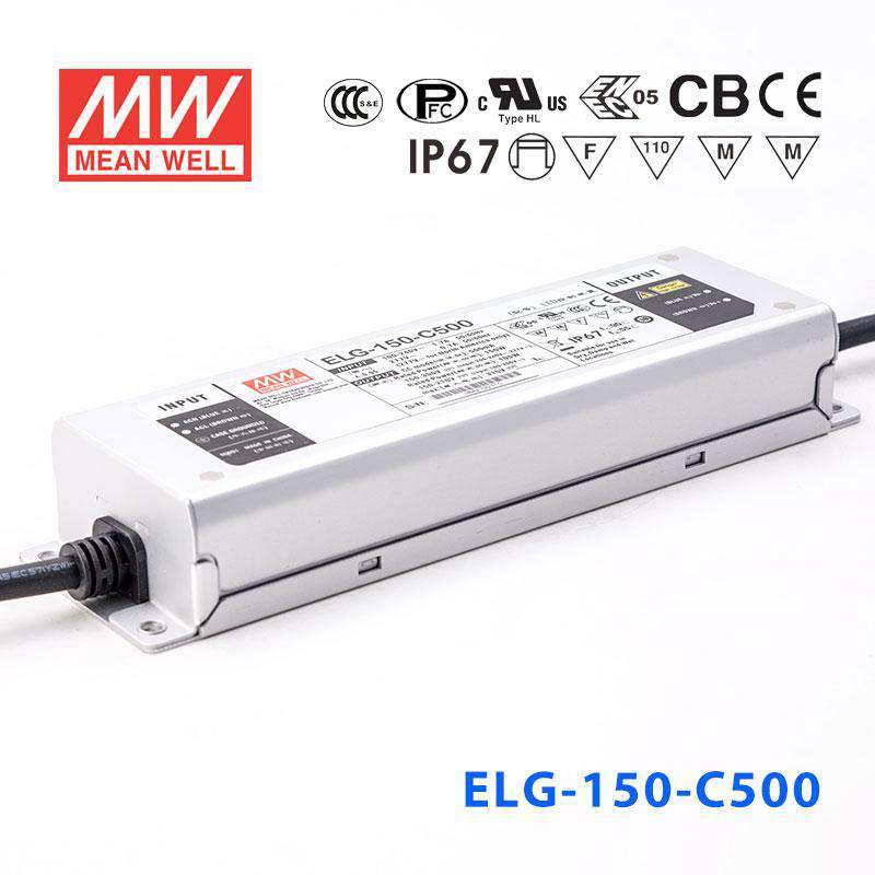 Mean Well ELG-150-C500AB Power Supply 150W 500mA - Adjustable and Dimmable