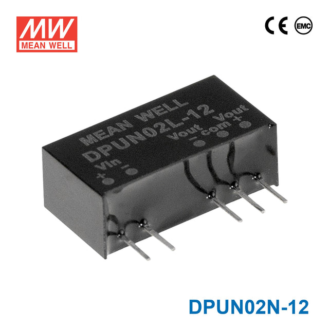 Mean Well DPUN02N-12 DC-DC Converter - 2W - 21.6~26.4V in ±12V out 83mA