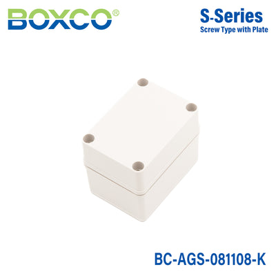 Boxco S-Series 80×110×85mm Plastic Enclosure, IP67, IK08, ABS, Grey Cover, Screw Type