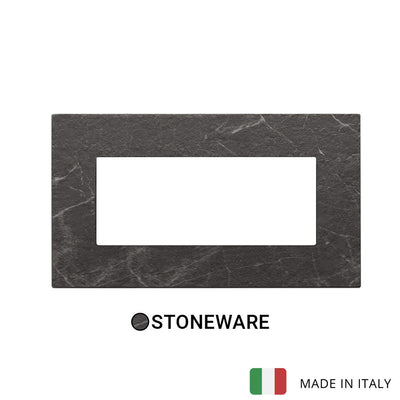 Vimar Eikon Exe Plate 5M Marbl Stoneware Black Marquina