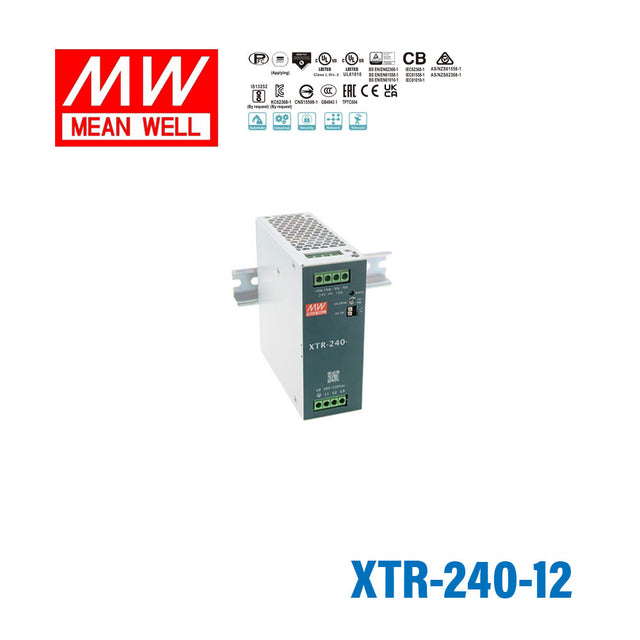 Mean Well XTR-240-12 Three Phase Din Rail Power Supply 180W 12V - Screw Terminal 15A