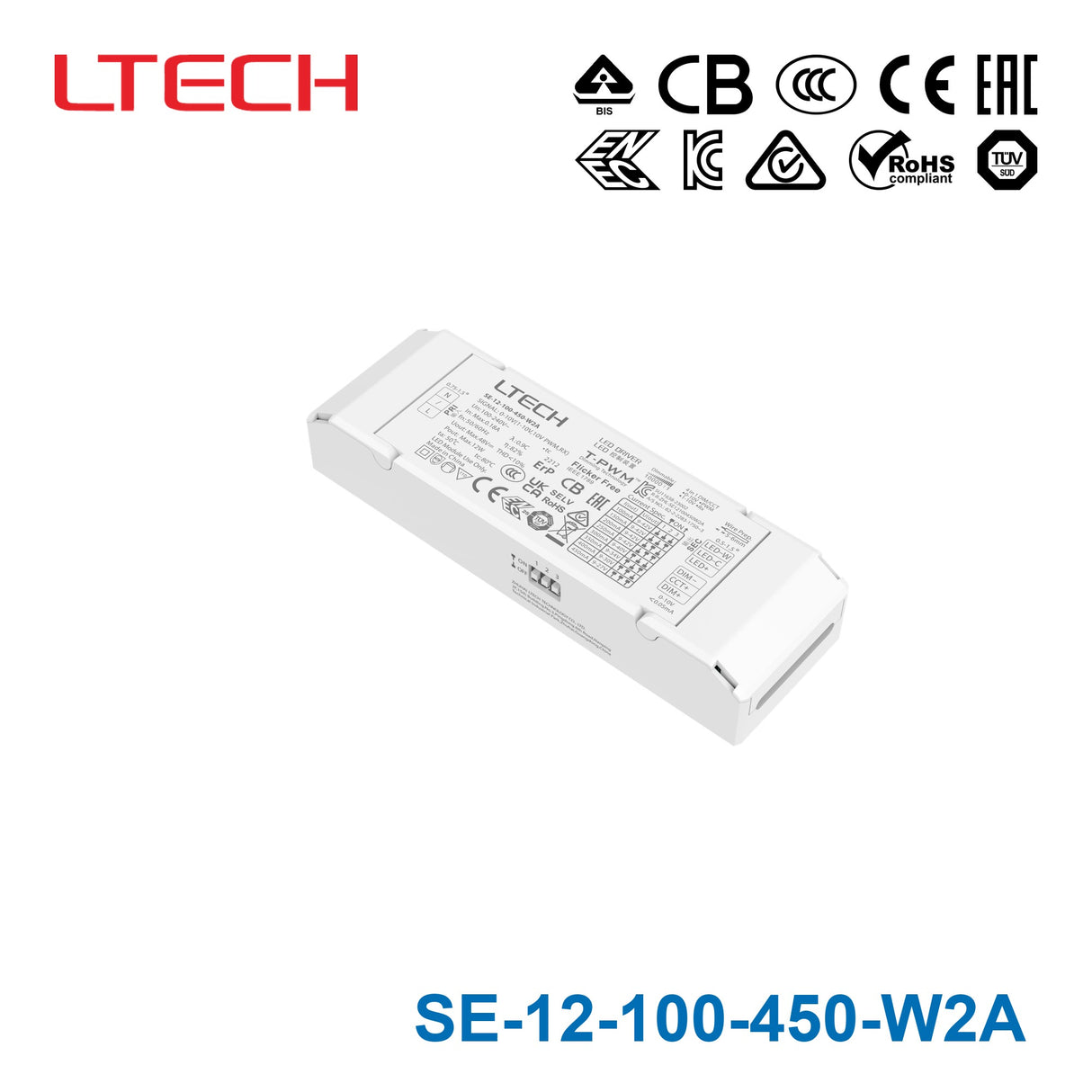 Ltech SE-12-100-450-W2A 12W 9-42VDC CC 0-10V LED Driver 0.1-0.45A