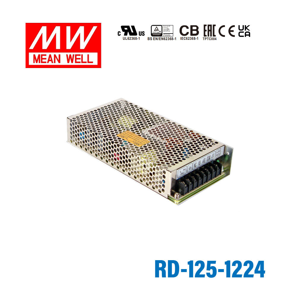 Mean Well RD-125-1224 AC-DC Dual output enclosed power supply 125W 3.7A