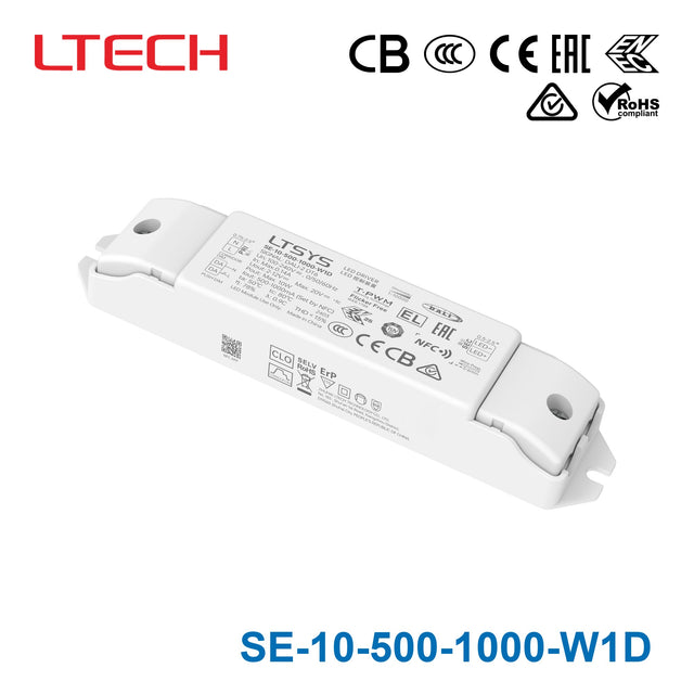 Ltech SE-10-500-1000-W1D 10W 2-12VDC CC DALI-2 LED Driver 0.5-1A