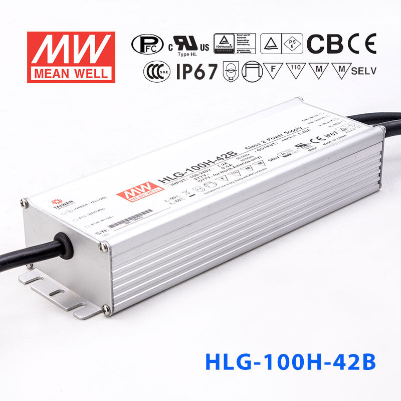 Mean Well HLG-100H-42AB Power Supply 100W 42V - Adjustable and Dimmable 2.28A