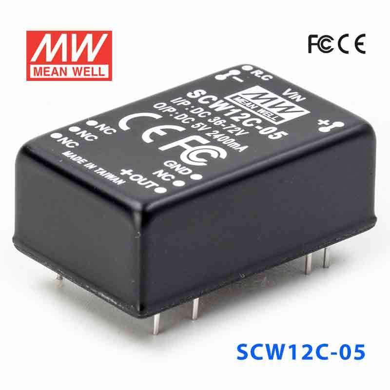 Mean Well SCW12C-05 DC-DC Converter - 12W 36~72V DC in 5V out 1A