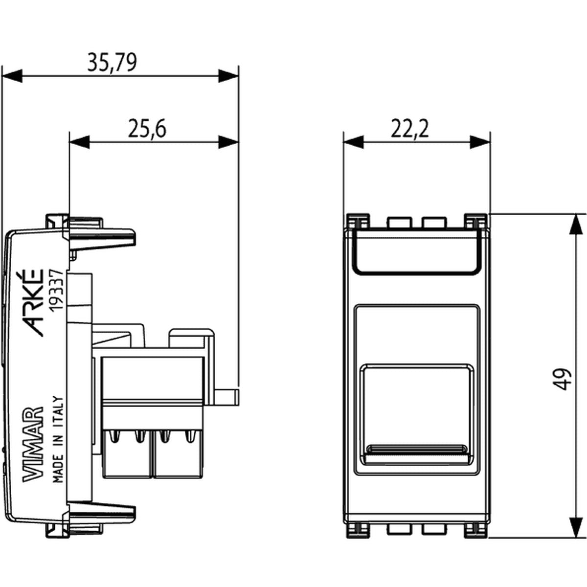 Arke RJ45 Cat 6 UTP Outlet Cover Grey - PHOTO 3