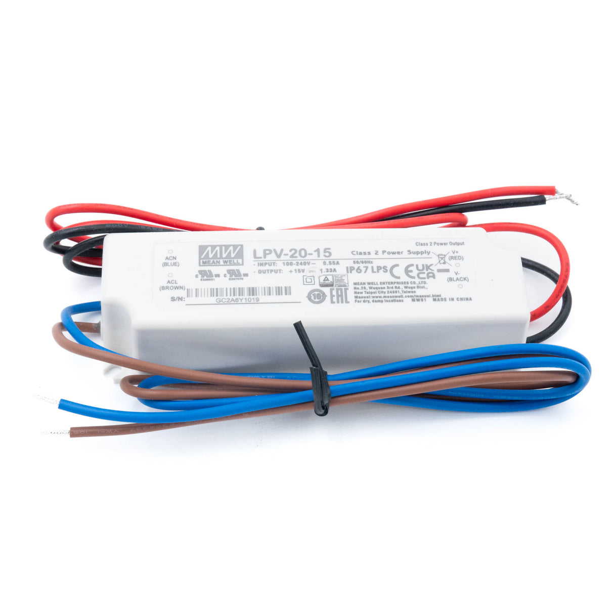 Mean Well LPV-20-15 LED Driver — 20W 15V 1.33A IP67 Waterproof - PHOTO 1
