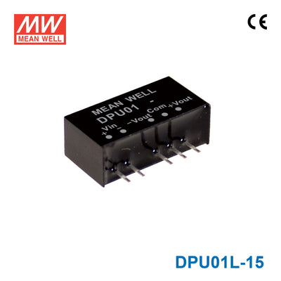 Mean Well DPU01L-15 DC-DC Converter - 1W - 4.4~5.5V in ±15V out 33mA