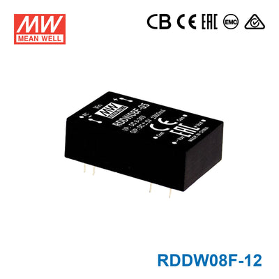 Mean Well RDDW08F-12 DC-DC Converter - 8W - 3~36V in ±12V out 333mA