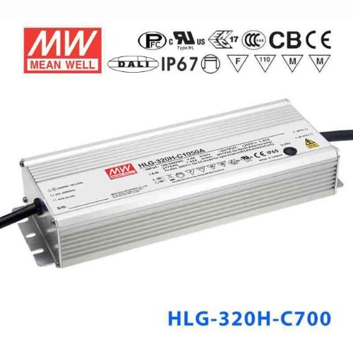 Mean Well HLG-320H-C700DA Power Supply 299.6W 700mA - DALI