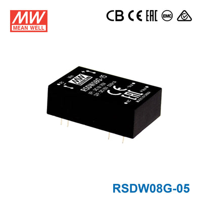 Mean Well RSDW08G-05 DC-DC Converter - 8W - 18~75V in 5V out 1.6A