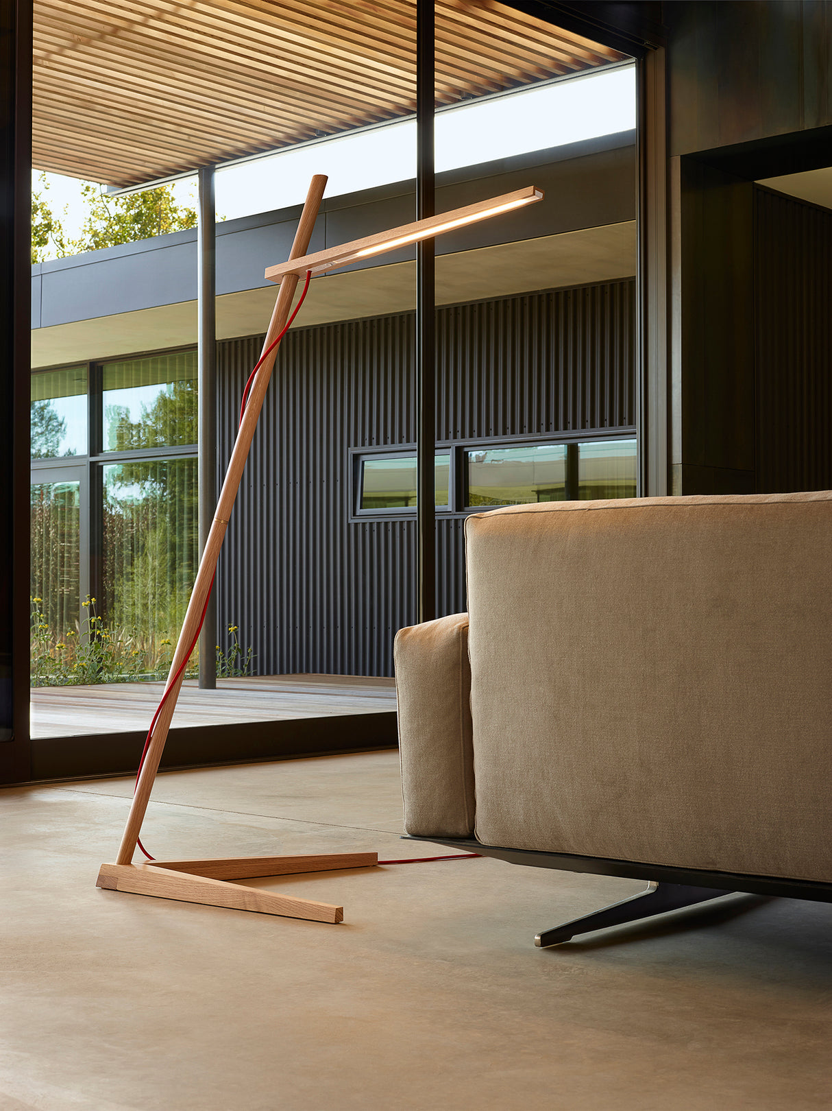 Pablo Floor Clamp Light 9W White Oak, Red Cable - PHOTO 4