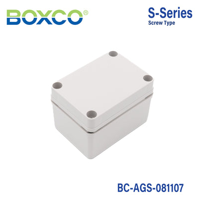 Boxco S-Series 80x110x70mm Plastic Enclosure, IP67, IK08, ABS, Grey Cover, Screw Type