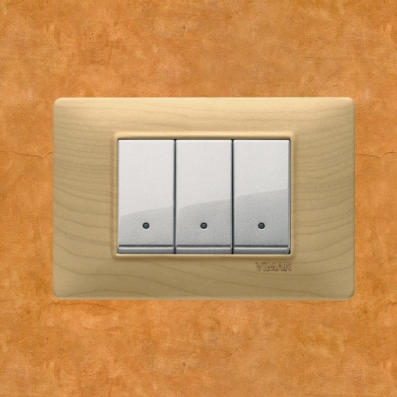 Vimar Plana Wood 3 Gang Switch - Wood Maple - 16A - PHOTO 9
