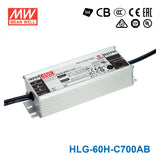 Mean Well HLG-60H-C700AB Power Supply 70W 700mA - Adjustable and Dimmable
